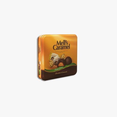 Mells Chocolate Caramel Square Tın Box 500 Gr